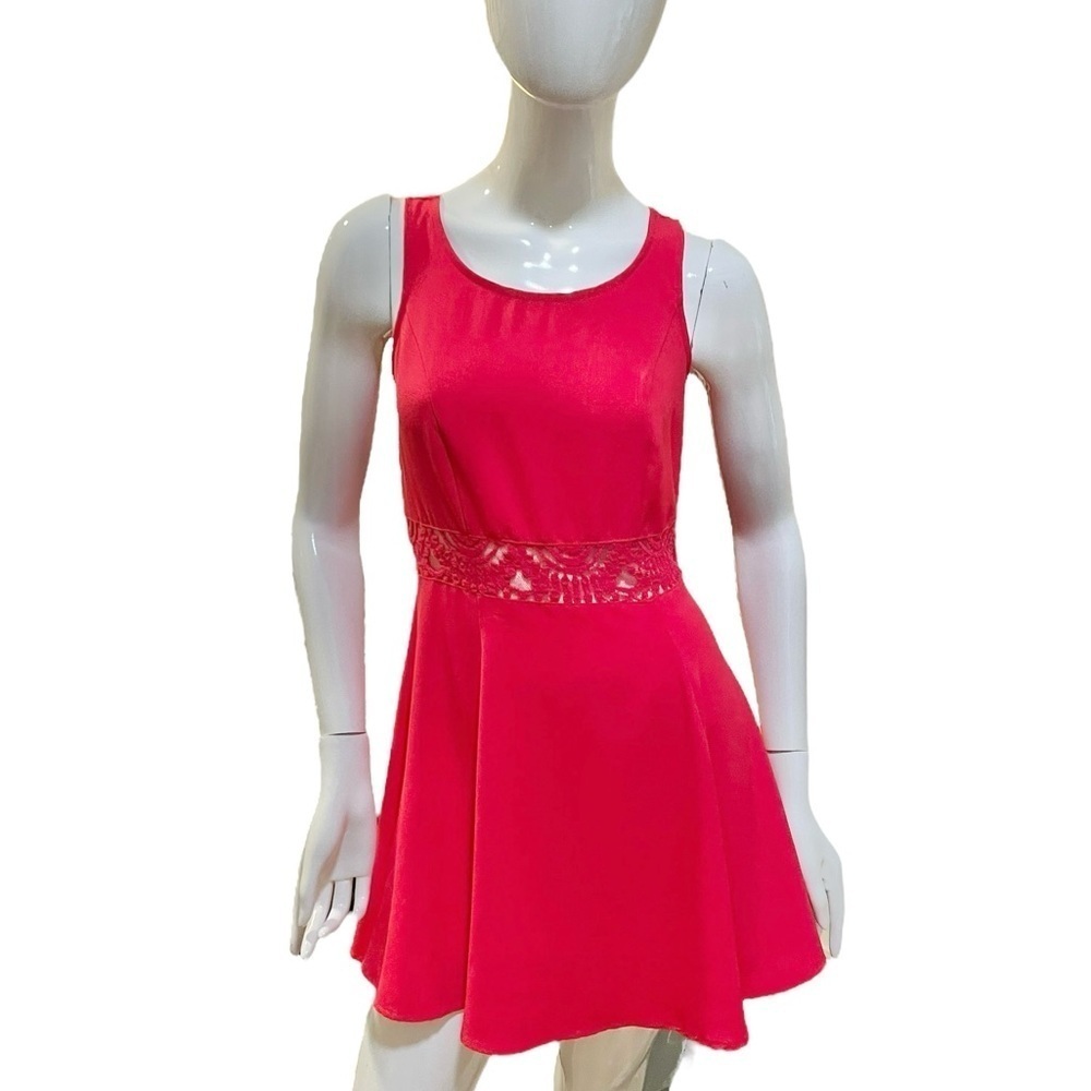 H&M Divided Red Crochet Lace Fit & Flare Mini Dress Size 6